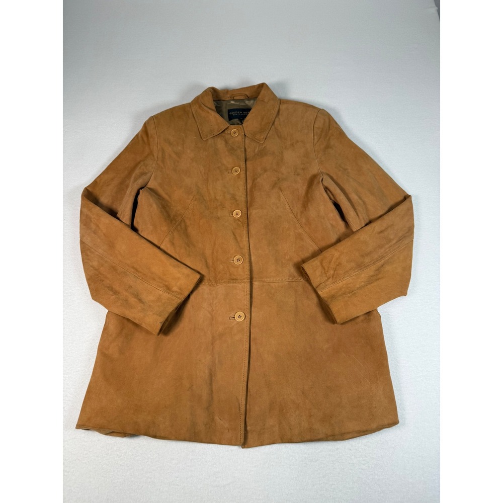 Golden Bear Sportswear Suede Leather Jacket Tan Button Front XL Made in China‎